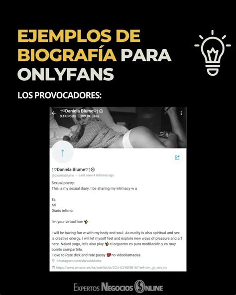 que poner en la biografía de onlyfans|10 ideas de biografías de Onlyfans que convierten